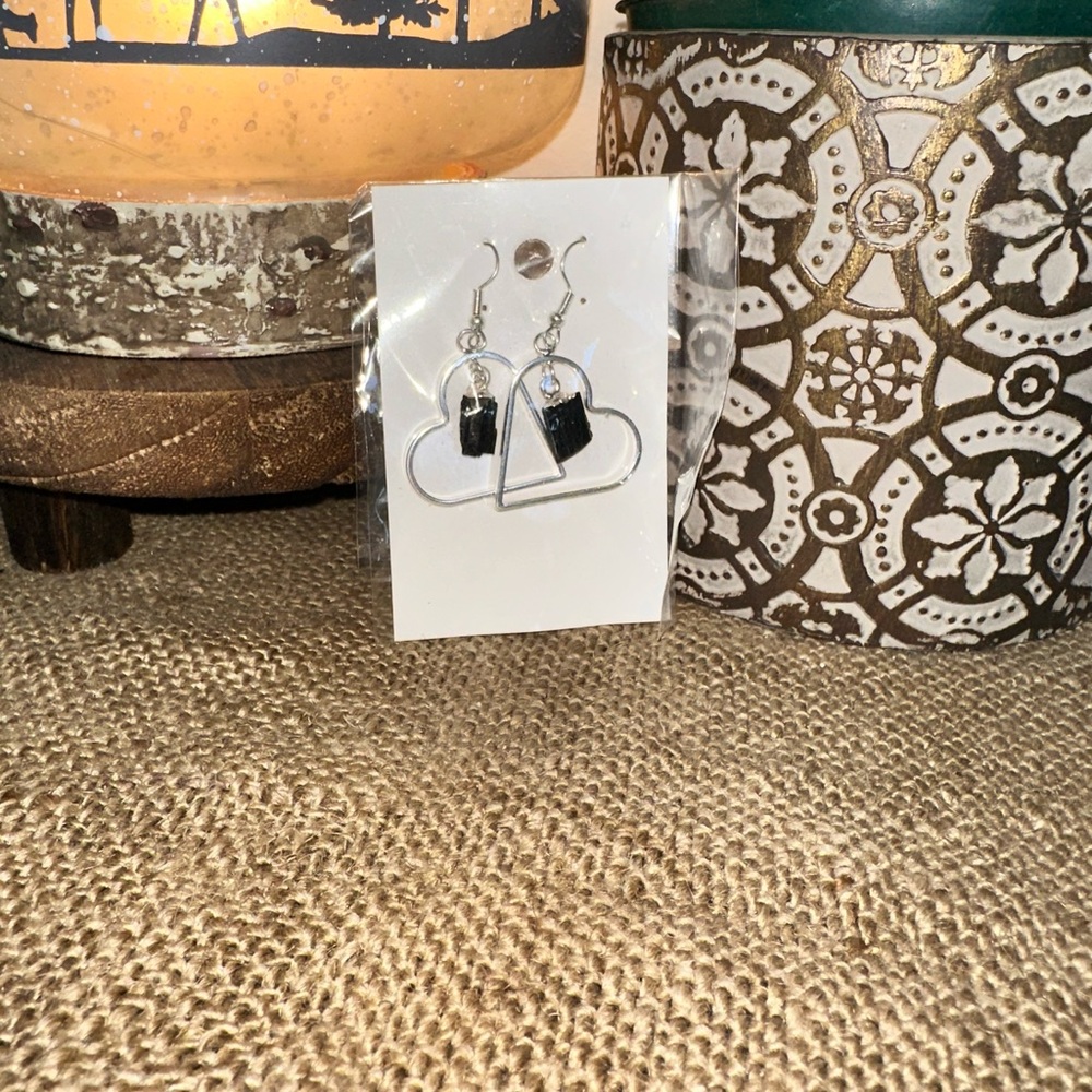 Silver Dangle Earrings with tourmaline